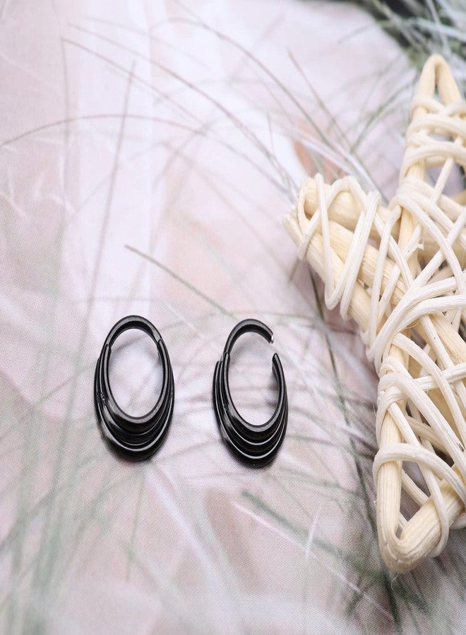 JINSAWW 2Pcs 16G Triple Stacked Septum Clicker Ring Surgical Steel Hinge Nose Rings Clicker Daith Helix Earring Piercing Jewelry - Image 4